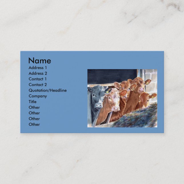Kälber an den Brunch-Visitenkarten Visitenkarte (Vorderseite)