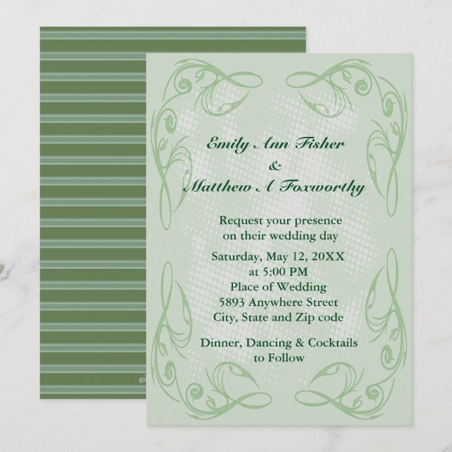 Kale Abstrakt Swirl Border Wedding Einladung (Vorne/Hinten)