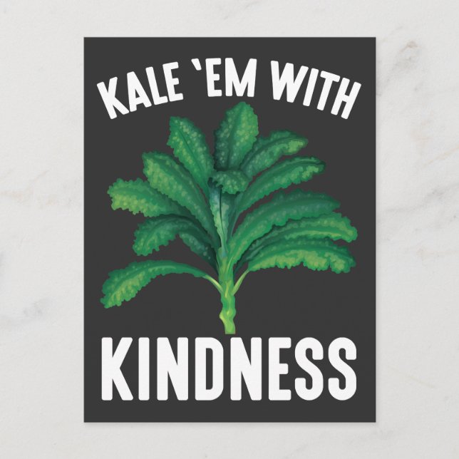 Kale Em mit freundlich grünen Veggies Vegan Pun Postkarte (Vorderseite)