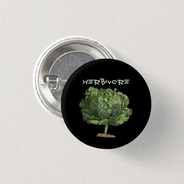 Kale Herbivore Vegan Vegetarier Button (Vorne & Hinten)