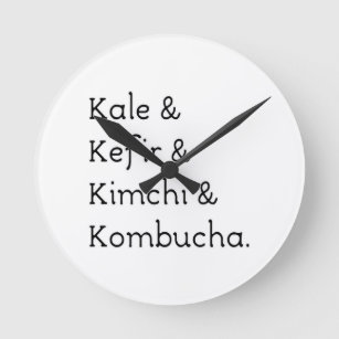 Kale Kefir Kimchi Kombucha Runde Wanduhr