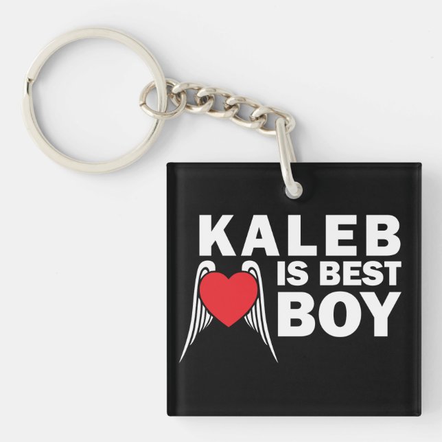 Kaleb ist bestes die Jungen-Quadrat-Schlüsselkette Schlüsselanhänger (Vorderseite)