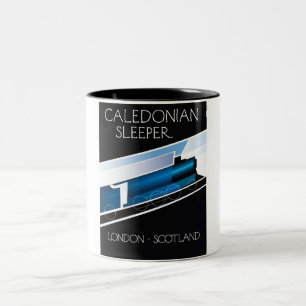 Kaledonisches Reiseplakat Lagerschwelle-Londons Zweifarbige Tasse