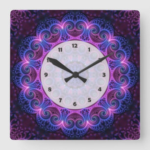 Kaleidoscope Apophysis Mandala Hearts Quadratische Wanduhr