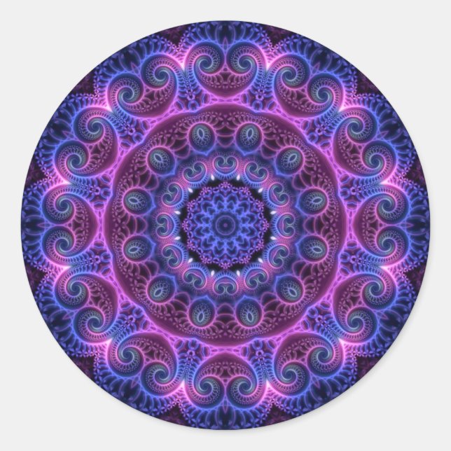 Kaleidoscope Apophysis Mandala Hearts Runder Aufkleber (Vorderseite)
