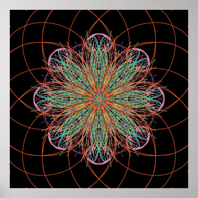 Kaleidoscope Mandala Art Energy Blume Poster (Vorne)