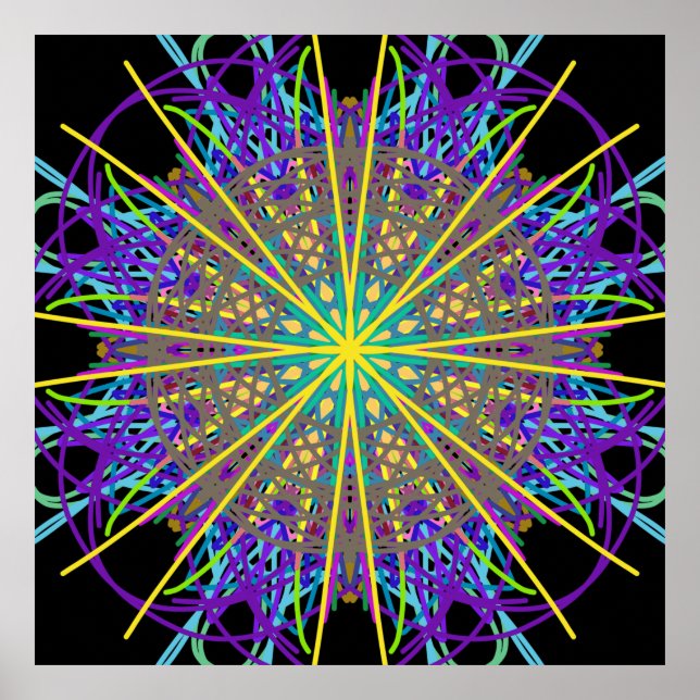 Kaleidoscope Mandala Art Energy Flower Poster (Devant)