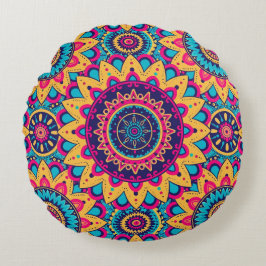 Kaleidoscope Mandala Symphony Round Pillow Rundes Kissen
