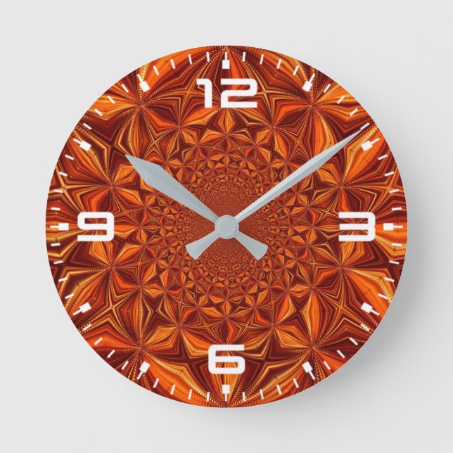 Kaleidoscope Red Digital Art Pattern-67546 Runde Wanduhr (Vorderseite)