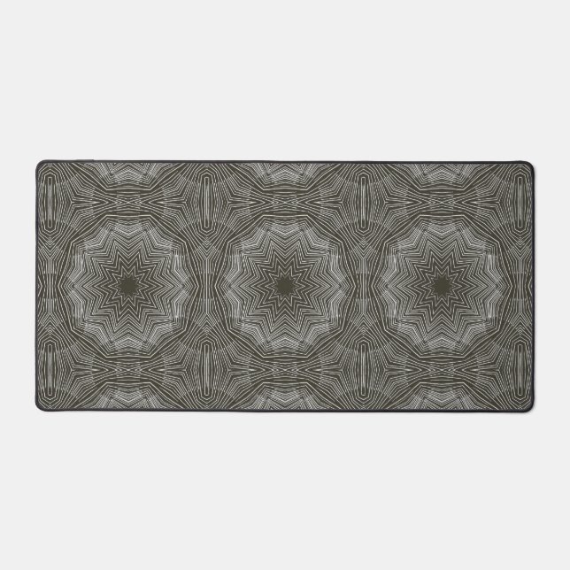 Kaleidoscope Stars Mats de bureau noir et blanc (Recto)
