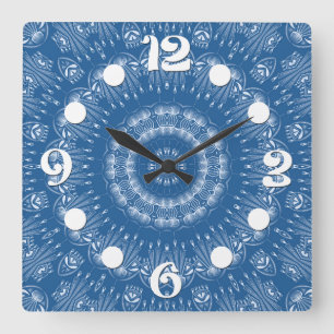 Kaleidoscopic mosaic abstract ornamental na quadratische wanduhr