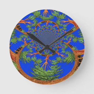 Kaleidoskop Acacia Tree Art Print/Graphic Runde Wanduhr