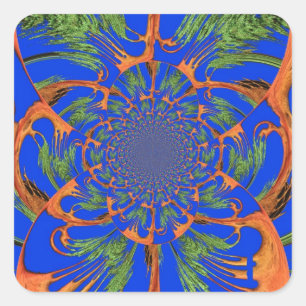 Kaleidoskop Akazienbaum Kunst Druck/Grafik Quadratischer Aufkleber