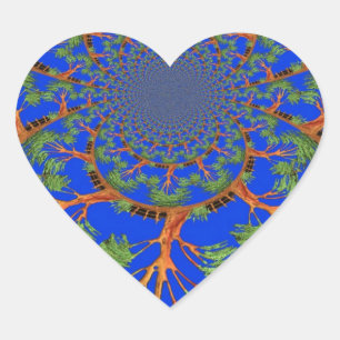Kaleidoskop-Akazienbaum-Kunstposter/Grafik Herz-Aufkleber