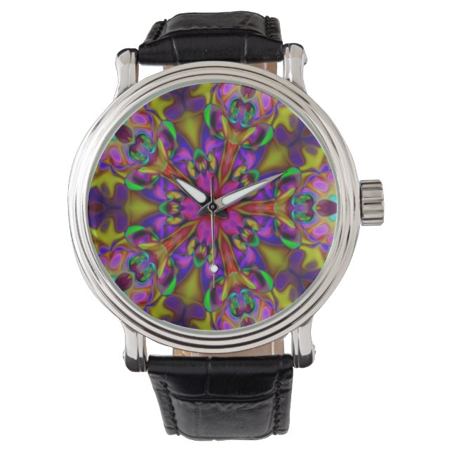 Kaleidoskop Apophysis Fraktal Art II Armbanduhr (Vorderseite)