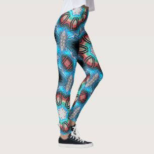 Kaleidoskop aus Cyan und Silber mit roh gestrichen Leggings