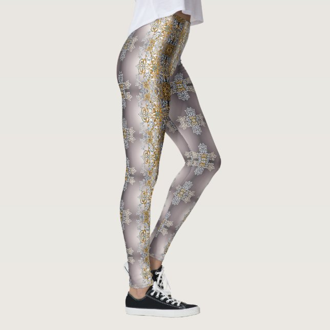 Kaleidoskop aus Gold und Silber Leggings (Rechts)