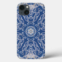 Kaleidoskop Blau mit weißen Schneelinien