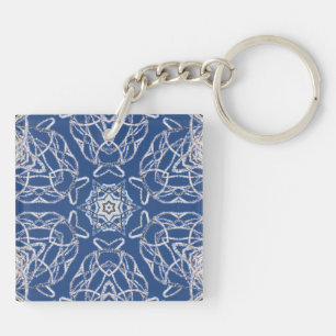 Kaleidoskop Blaue Schneesterne Schlüsselanhänger
