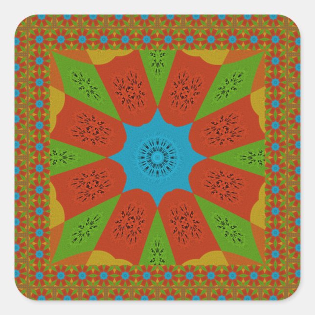 Kaleidoskop Blühen eine lebendige afrikanische Dru Quadratischer Aufkleber (Vorderseite)