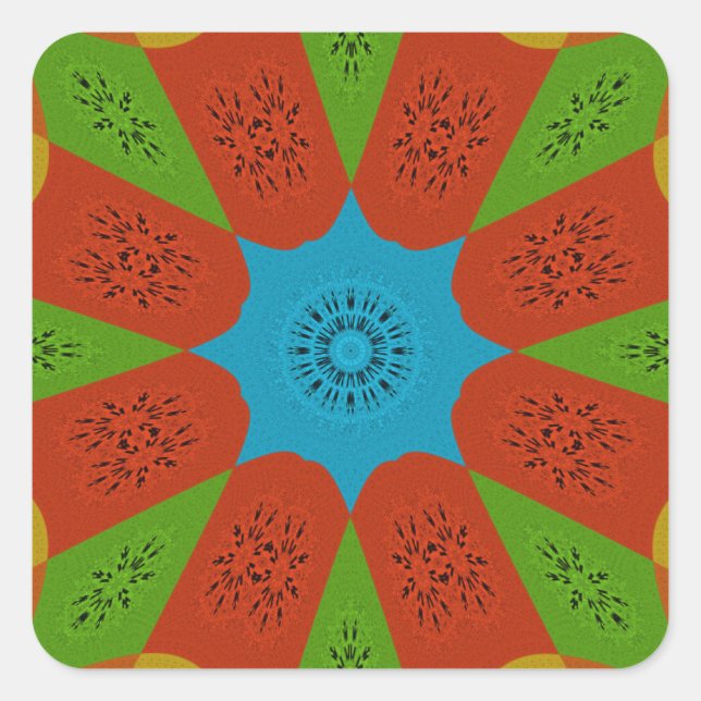 Kaleidoskop Blühen eine lebendige afrikanische Dru Quadratischer Aufkleber (Vorderseite)