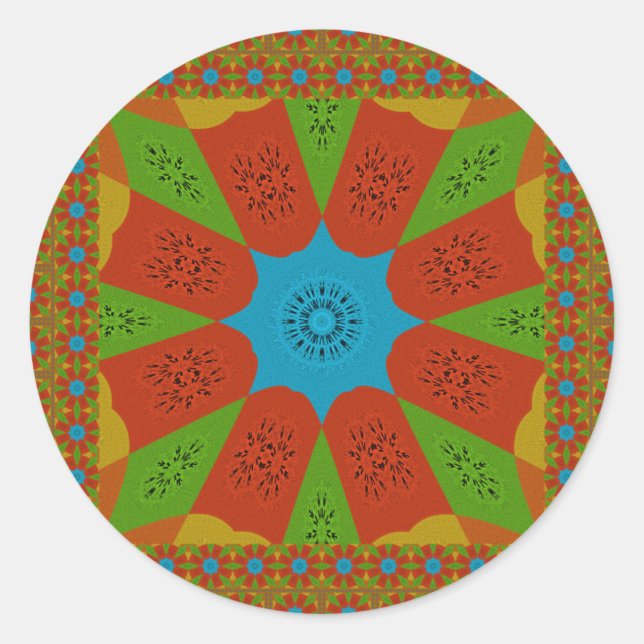 Kaleidoskop Blühen eine lebendige afrikanische Dru Runder Aufkleber (Vorderseite)