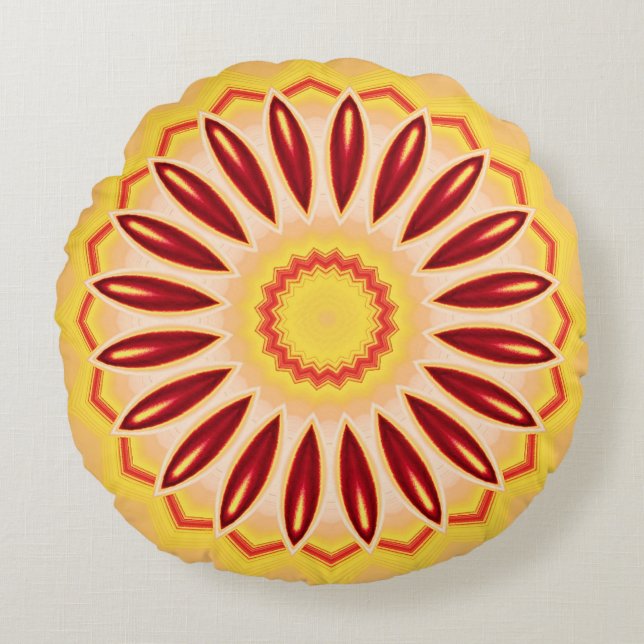 Kaleidoskop-Blume Rundes Kissen (Vorderseite)