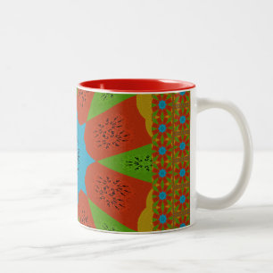 Kaleidoskop-Blüte Eine lebendige afrikanische Druc Zweifarbige Tasse
