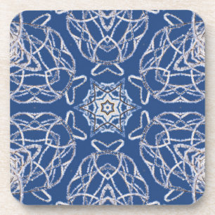 Kaleidoskop Bright Blue, White, Single Star Getränkeuntersetzer