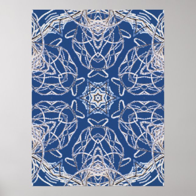 Kaleidoskop Bright Blue, White, Single Star Poster (Vorne)