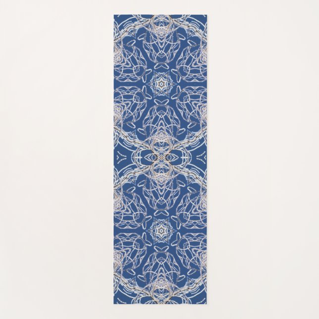 Kaleidoskop Bright Blue, White, Single Star Yogamatte (Vorderseite)