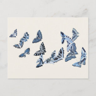 Kaleidoskop der blauen japanischen Schmetterlinge Postkarte