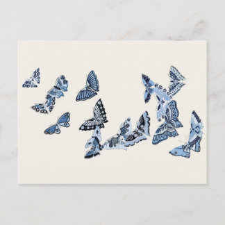 Kaleidoskop der blauen japanischen Schmetterlinge Postkarte