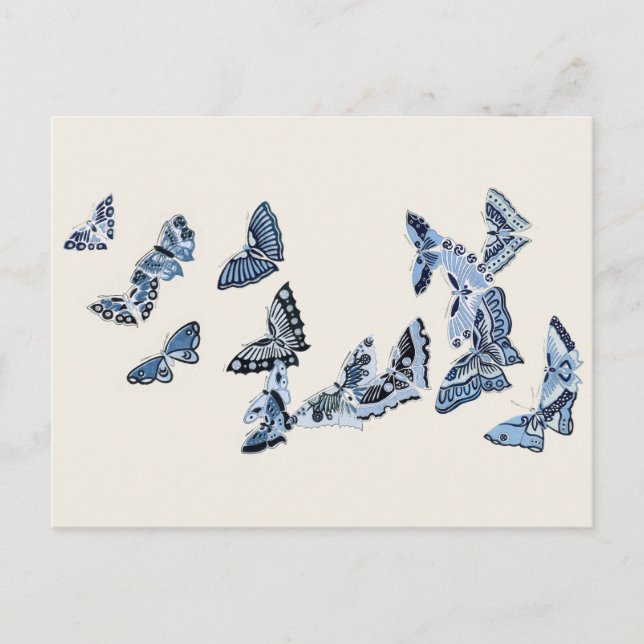 Kaleidoskop der blauen japanischen Schmetterlinge Postkarte (Vorderseite)