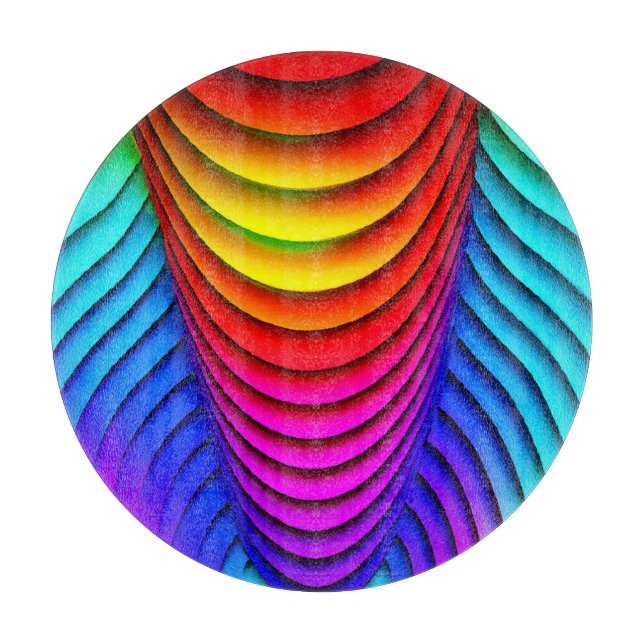 Kaleidoskop des 3D-Musters von Farben Schneidebrett (Vorderseite)