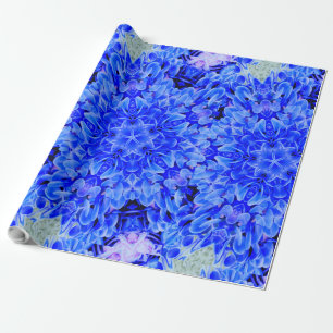 Kaleidoskop Design Blau Lila Blumenart Geschenkpapier