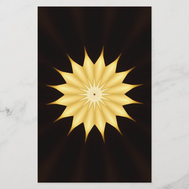 Kaleidoskop Design Bright Yellow Star Briefpapier (Vorderseite)