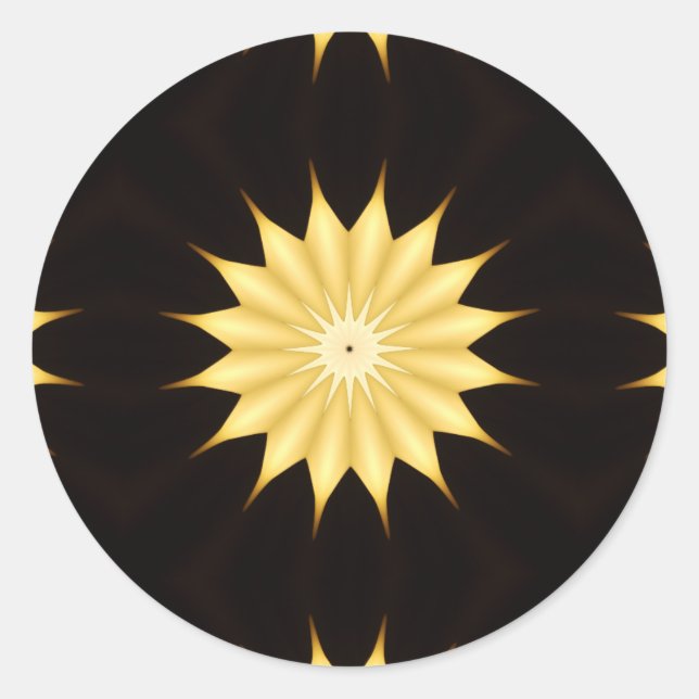 Kaleidoskop Design Bright Yellow Star Runder Aufkleber (Vorderseite)