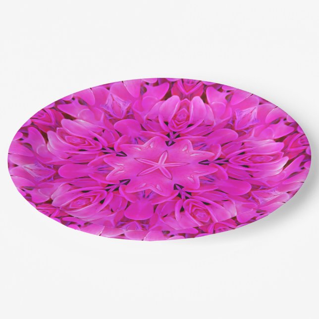 Kaleidoskop Design Hot Pink Party Teller (Schrägansicht)