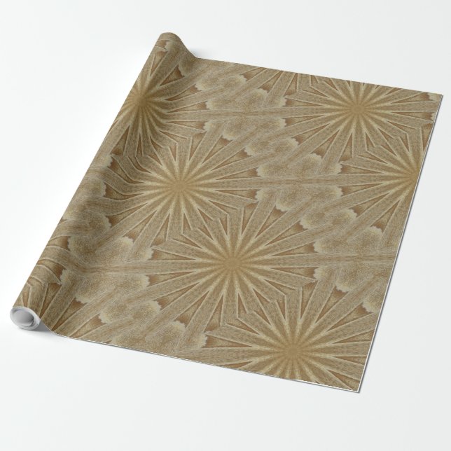 Kaleidoskop Design Light Brown Rustikal Geschenkpapier (Ungerollt)