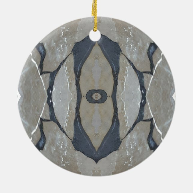 Kaleidoskop Design Light und Dunkelgrau Muster Keramikornament (Hinten)