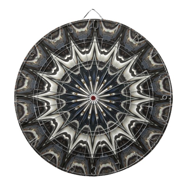 Kaleidoskop Design Schwarz Grau Weiße Kunst Dartscheibe (vorne)
