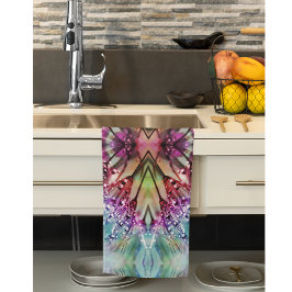 Kaleidoskop-Dewdrops: Abstrakte Kunst der Blumen Geschirrtuch