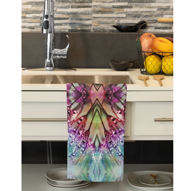 Kaleidoskop-Dewdrops: Abstrakte Kunst der Blumen Geschirrtuch (Von Creator hochgeladen)