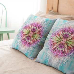 Kaleidoskop-Dewdrops: Abstrakte Kunst der Blumen Kissen