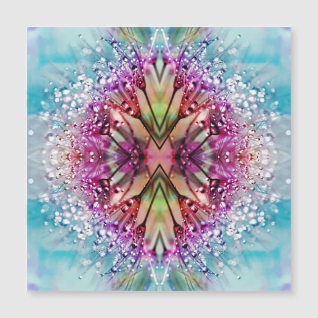 Kaleidoskop-Dewdrops: Abstrakte Kunst der Blumen Magnetkarte (Vorderseite)