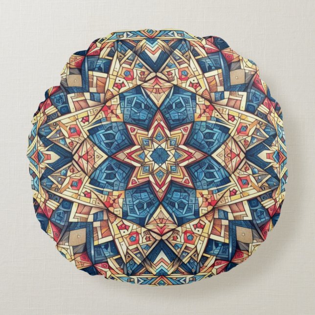 Kaleidoskop-Farbgestaltung Rundes Kissen (Vorderseite)