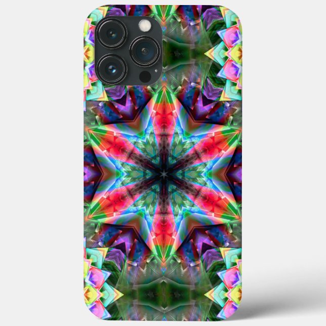 Kaleidoskop-farbiger Stern in virtuell gebürstetem Case-Mate iPhone Hülle (Rückseite)