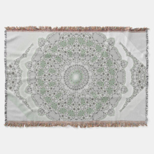 Kaleidoskop Fraktal Mandala - grau-grün Decke
