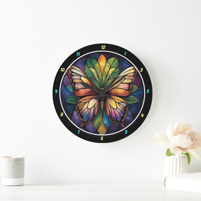 Kaleidoskop Garden" - Glass Butterfly Große Wanduhr (Zuhause)